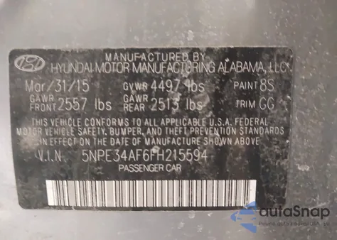 2015 Hyundai Sonata Sport из США, поврежденный, VIN 5NPE34AF6FH215594